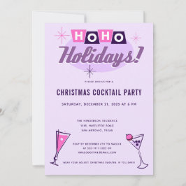 Convites Festa de Cocktail de Natal Rosa Moderno de Meados