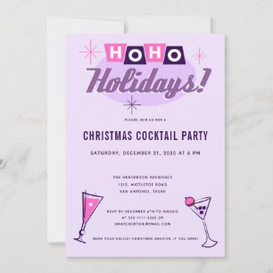 Convites Festa de Cocktail de Natal Rosa Moderno de Meados