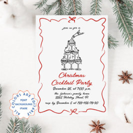 Convites Festa de Cocktail de Natal Whimsical Drawn