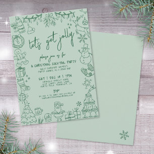 Convites Festa de Cocktail de Natal Whimsical Drawn