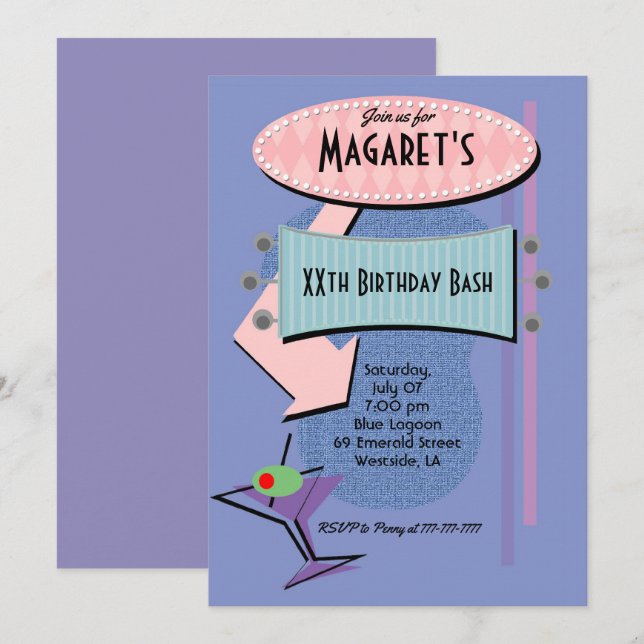 Convites Festa de Cocktail de Noivado Retroativo (Frente/Verso)