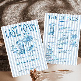 Convites Festa de Cocktail de Solteira à Beira-Mar Azul