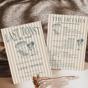 Convites Festa de Cocktail de Solteira Costeira Navy