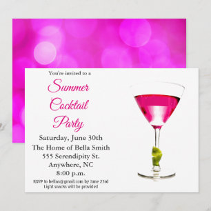 Convites Festa de Cocktail de Verão Rosa