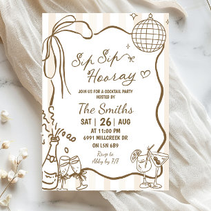 Convites Festa de Cocktail Doodle Manuscrito Sip Sip Hooray