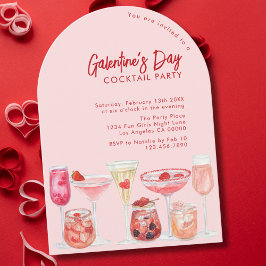 Convites Festa de Cocktail Moderna de Galentine's Day Rosa