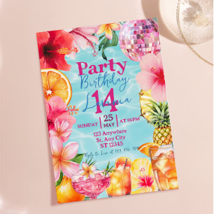 Convites Festa de Cocktail na Piscina Tropical de Verão Ani