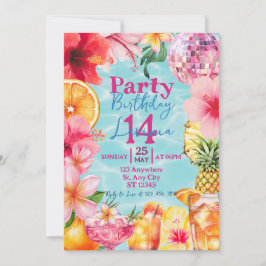 Convites Festa de Cocktail na Piscina Tropical de Verão Ani