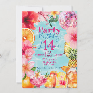 Convites Festa de Cocktail na Piscina Tropical de Verão Ani