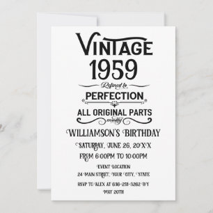 Convites Festa de cocktail personalizada de 65 anos vintage
