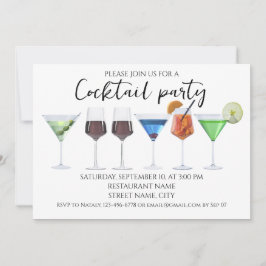 Convites Festa de cocktails de aquarela