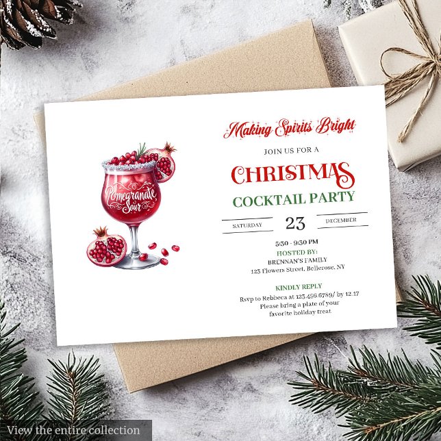 Convites Festa de cocktails festivos para impressão no esti (Office style printable festive cocktails party invitation

)