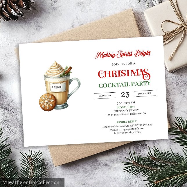 Convites Festa de cocktails minimalistas de Natal clássicos (Classic minimalist christmas cocktails party invitation

)
