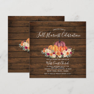 Convites Festa de Colheita de Outono do Abóbora de Madeira 