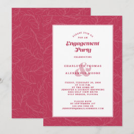 Convites Festa de Compromisso Vermelho Magenta Moderno Casu