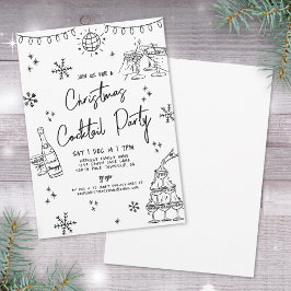 Convites Festa de Coquetéis de Natal Caprichosa Desenhada à