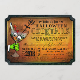 Convites Festa de Coquetéis do Halloween Orange & Black Inv