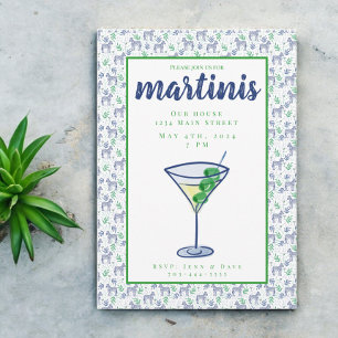 Convites Festa de Coquetel de Martini Zebra Elegante