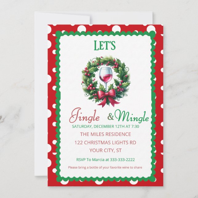Convites Festa de Coquetel de Natal Jingle and Mingle (Frente)