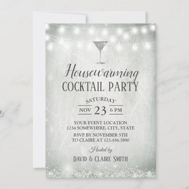 Convites Festa de coquetel rustic Baby's Breath (Frente)