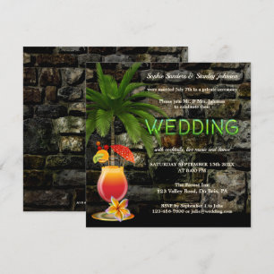 Convites Festa de Coquetel Tropical Neon Depois do Casament