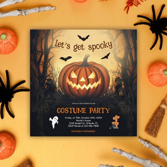 Convites Festa de Costume de Abóbora de Halloween (Halloween Pumpkin Costume Party Invitation)