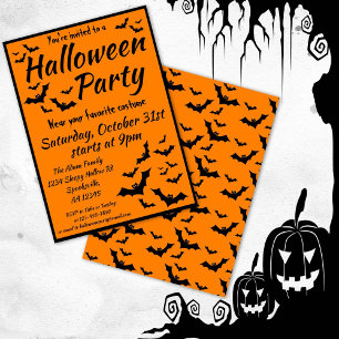 Convites Festa de Costume de Bats Halloween