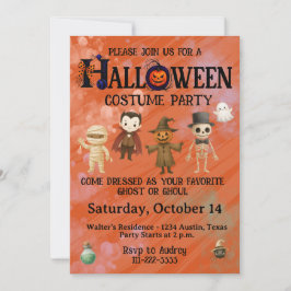 Convites Festa de Costume de Halloween para Crianças