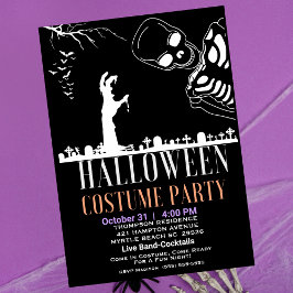 Convites Festa de Costume de Skelton Graveyard Halloween