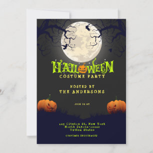 Convites Festa de Costume do Halloween Negro Emerald