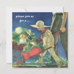 Convites Festa de Criança Vintage, Cozinha de Jardinagem Or