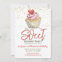 Convites Festa de Cupcake de Sobremesa