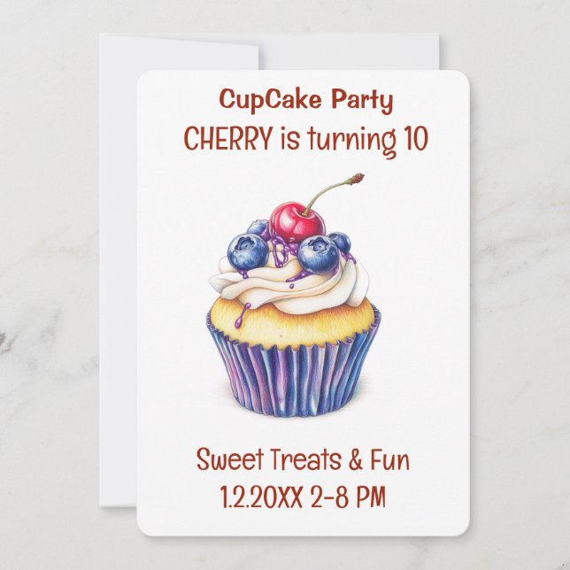 Convites Festa de Cupcake Doces (Frente)