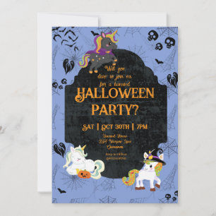Convites Festa de Cute Halloween Unicorns 1