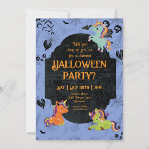 Convites Festa de Cute Halloween Unicorns 2