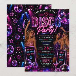 Convites Festa de Dança Disco Neon