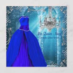 Convites Festa de debutante azul Royal Navy Branco Quincean
