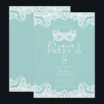 Convites Festa de Debutante Máscara de Renda Turquesa Azul<br><div class="desc">Personalize para qualquer evento</div>