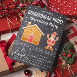 Convites Festa de decoração da casa de pão de Chalkboard<br><div class="desc">Amaze seus convidados com este divertido convite de festas de Natal com uma bela casa de pão de gengibre e um Papai Noel fofo. Basta adicionar os detalhes do seu evento neste modelo fácil de usar para torná-lo um convite de tipo único. Sacudir a placa para revelar um padrão fofo...</div>