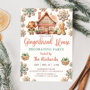 Convites Festa de decoração da Casa de Pão-Gingerido Natal