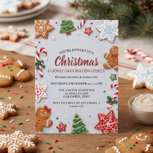 Convites Festa de Decoração de Biscoitos de Natal Aquarela