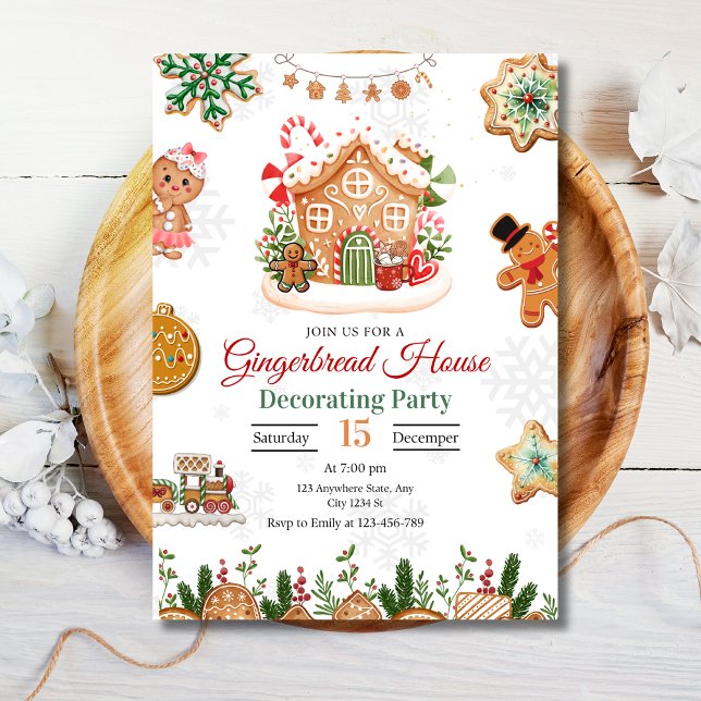 Convites Festa de decoração de casa de gengibre Natal  (#Christmas #chrismasinvitation #gingerbread #christmasparty)