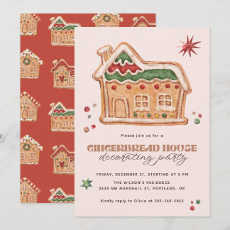 Convites Festa de Decoração de Casa de Gingerbread Natal