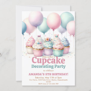 Convites Festa de Decoração de Cupcake Fofa Menina Fazendo