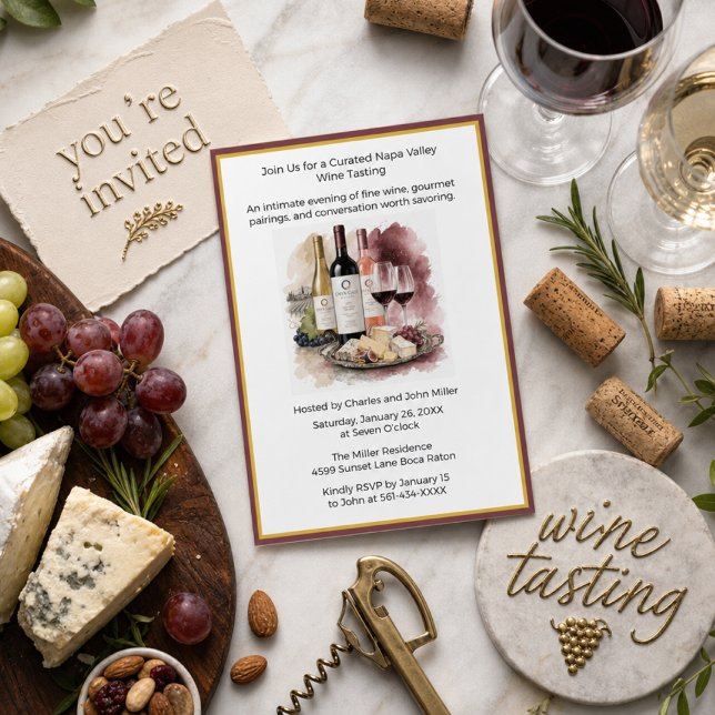 Convites Festa de Degustação de Comida Gourmet e Vinho Fino (Criador carregado)