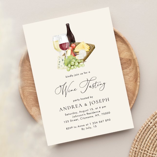 Convites Festa de Degustação de Vinho com Tábua de Queijos  (Criador carregado)
