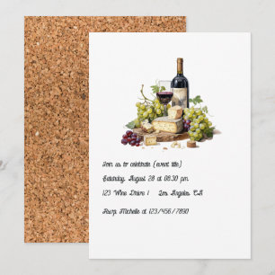 Convites Festa de Degustação de Vinho e Queijo Elegante