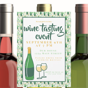 Convites Festa de Degustação de Vinho Floral Verde Elegante