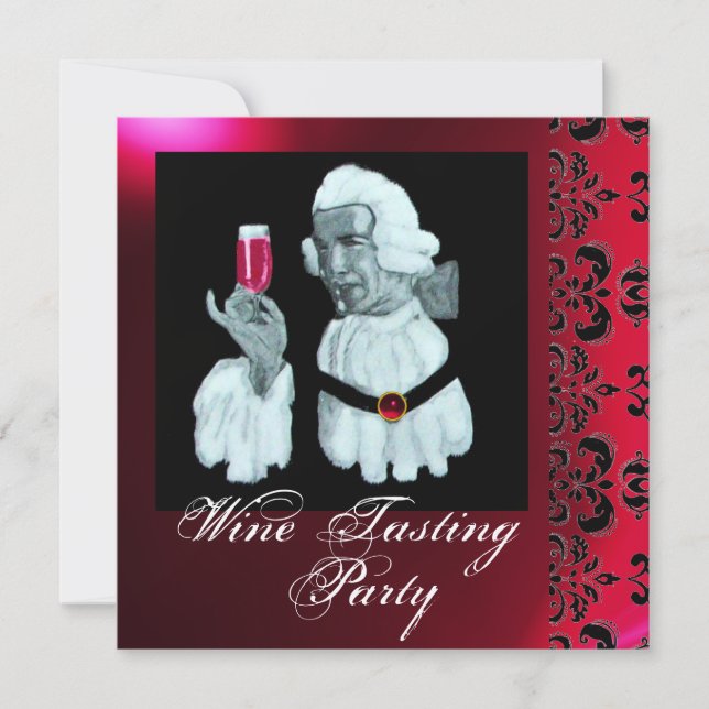 Convites FESTA DE DEGUSTAÇÃO DE VINHO SOMMELIER Damask, Cha (Frente)