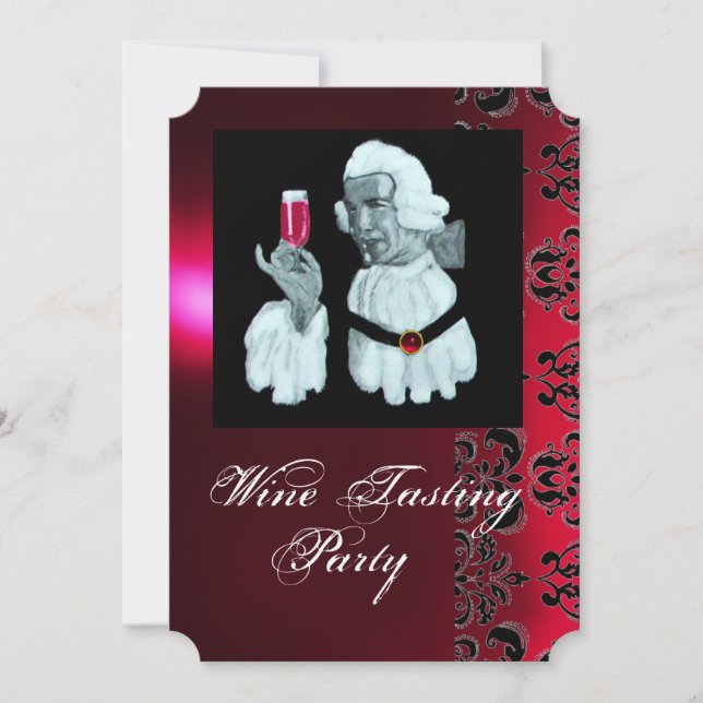 Convites FESTA DE DEGUSTAÇÃO DE VINHO SOMMELIER Damask, Cha (Frente)